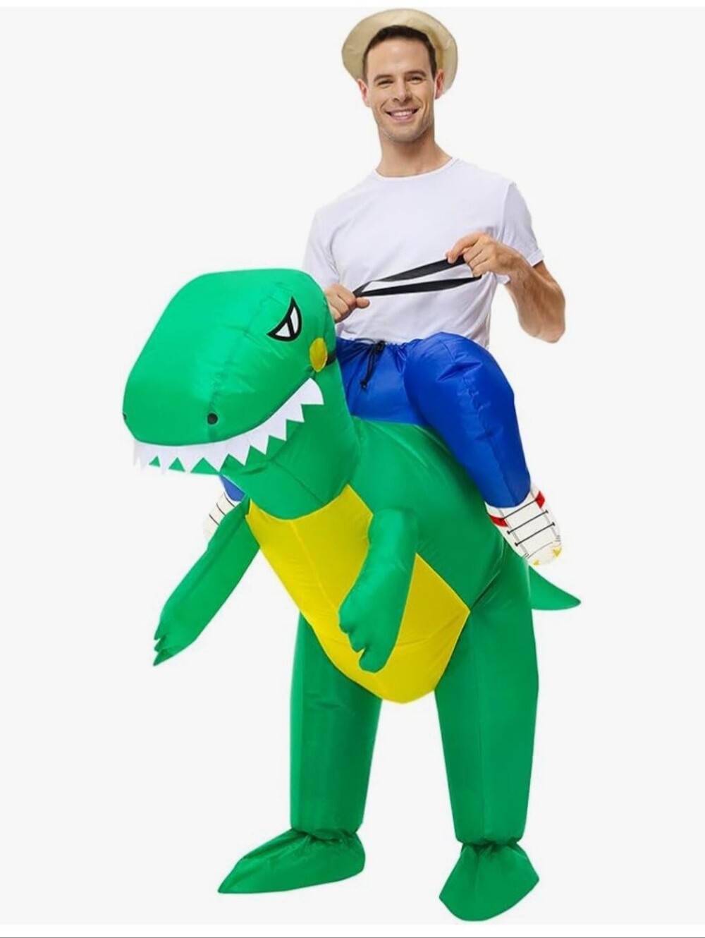 Inflatable Green Dinosaur Ride-On Costume - Picture 2 of 5